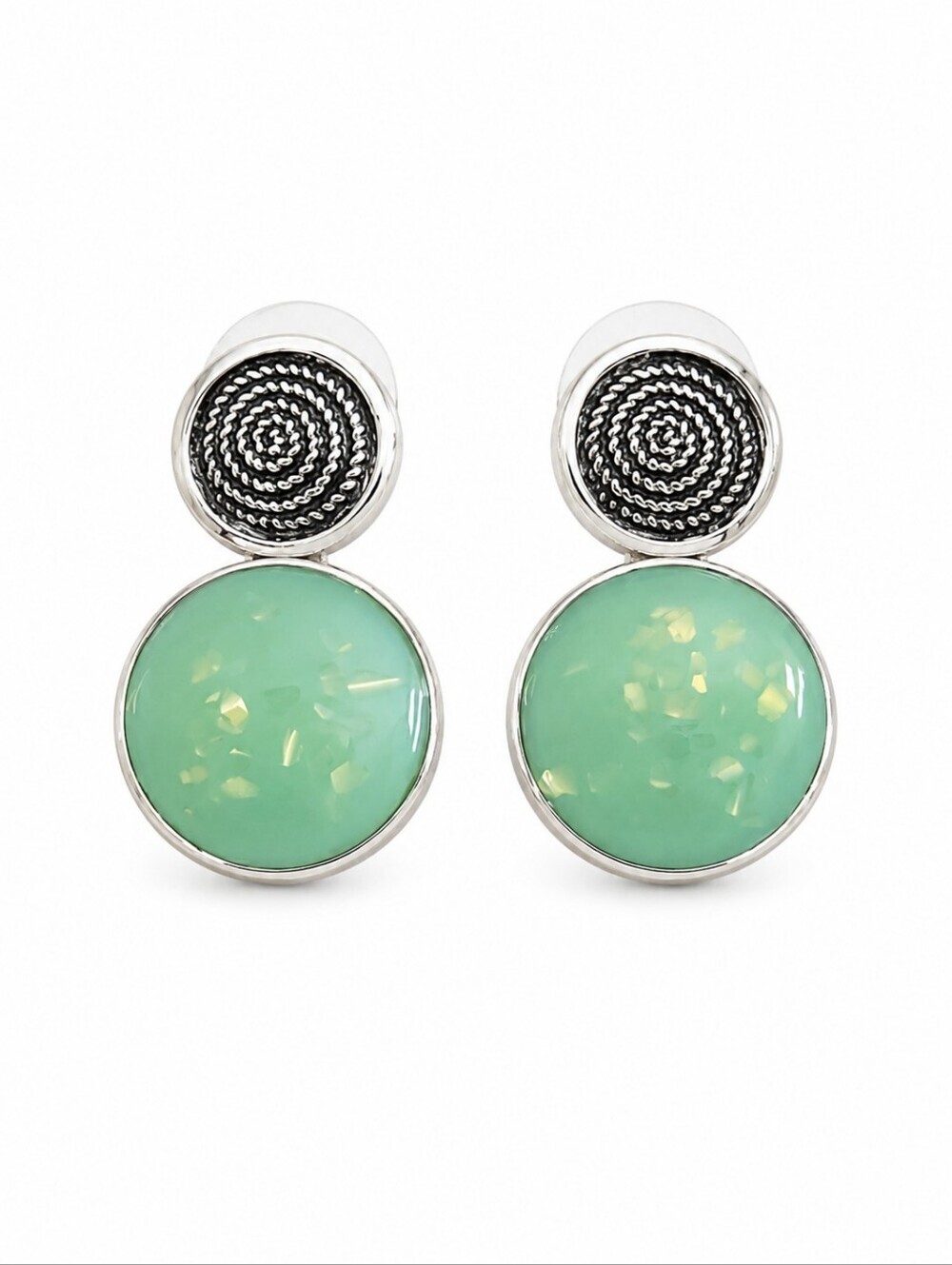 VTG HOWARD'S Space Age Nebula Enamel Circle Swirl Dangle Post Earrings